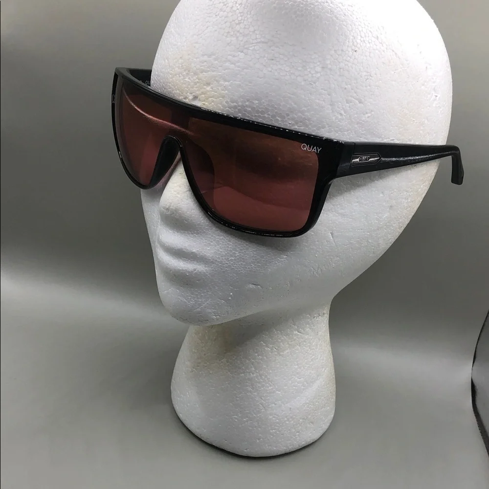 Quay Australia Nightfall Curve Shield Sunglasses Black Brown Unisex